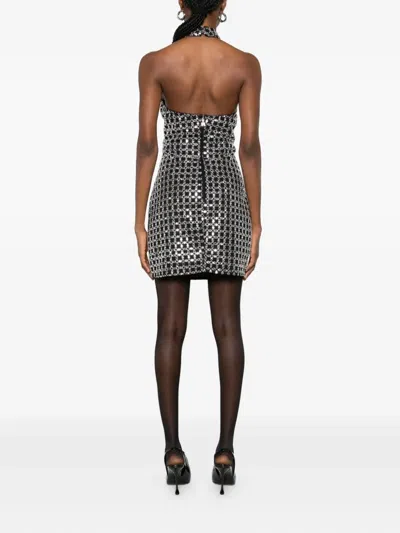 Rotate Birger Christensen Halterneck Metallic-embellished Dress In Multi