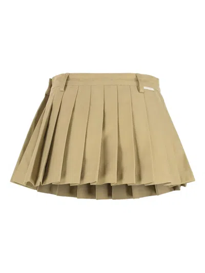 7 For All Mankind Skirt In Pleated Twill In Neutral