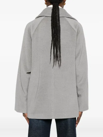 Max Mara Double-breasted Wool Peacoat In Gray