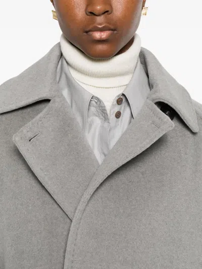 Max Mara Double-breasted Wool Peacoat In Gray