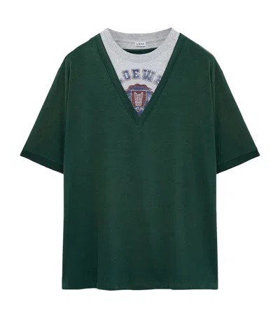 Loewe Loose Fit T-shirt In Cotton Blend In Green