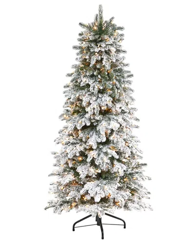 Nearly Natural 6ft. Flocked North Carolina Fir Artificial Christmas Tree In White