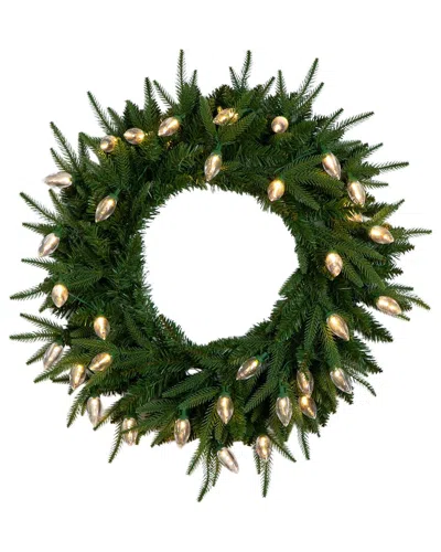 Nearly Natural 24in. Pre-lit Artificial Luxembourg Pine Christmas Wreath In Green
