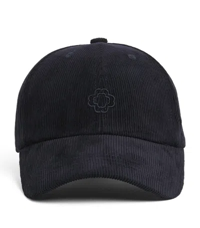Maje Womens Navy Corduroy Logo-embroidered Cotton Baseball Cap In Blue