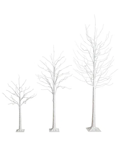 Nearly Natural 4ft. 6ft. 8ft. Pre-lit Artificial White Birch Trees In White