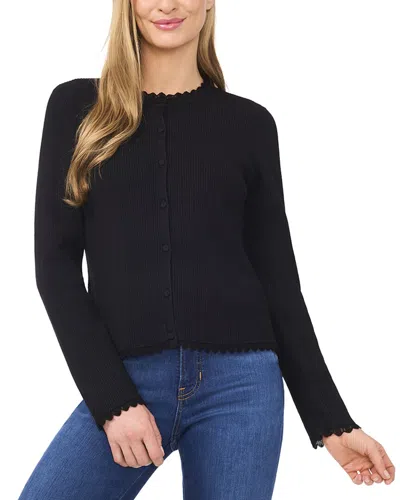 Cece Button Front Sweater In Black