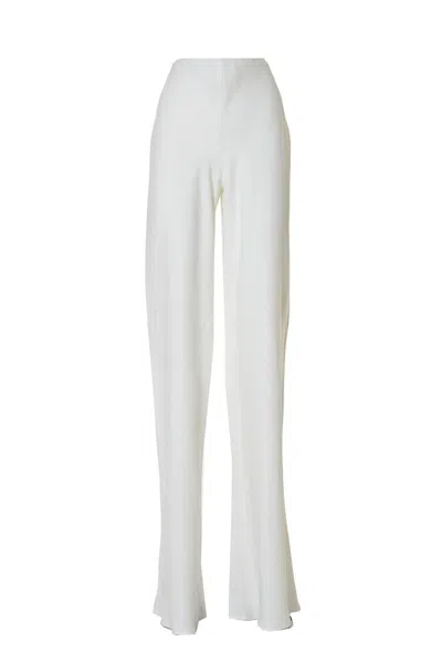 Alberta Ferretti High-waisted Wide-leg Trousers With Flared Hem In White