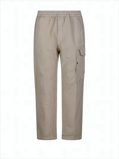 C.p. Company Relaxed Fit Straight Pants With Elastic Waistband In Gray