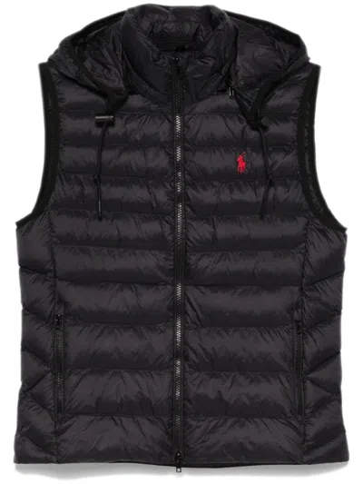 Polo Ralph Lauren Sleeveless Puffer Jacket With High Collar In Black