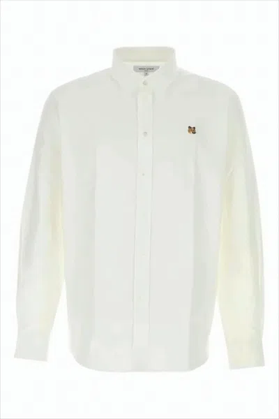 Maison Kitsuné Maison Kitsune "mini Fox Head Oxford Shirt" In White
