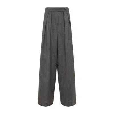 Dries Van Noten Wide Gray Wool Palazzo Pants In Gray