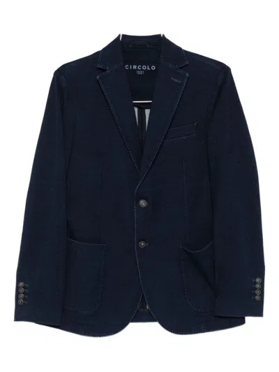 Circolo 1901 Two-button Tailored Jacket In Deep Blue Cotton-elastane Blend In Blue