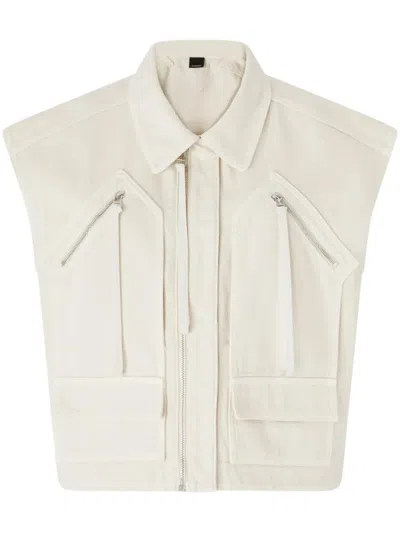 Pinko Structured Casual Vest With High Collar In Neutral