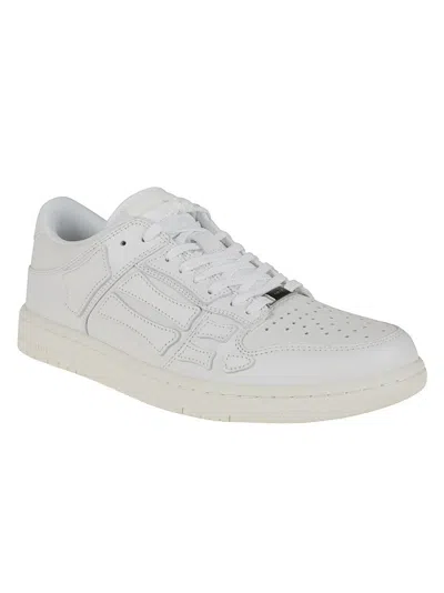 Amiri Paneled White Leather Low-top Sneakers With Lace-up Closure In White