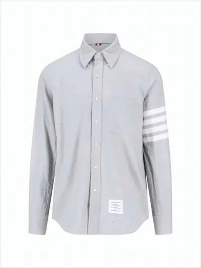 Thom Browne Classic Button-down Long-sleeve Shirt With Three-stripe Detail In White
