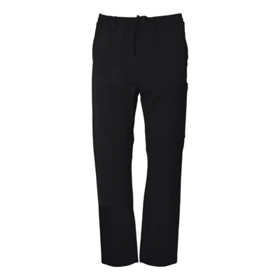 C.p. Company Relaxed-fit Black Trousers With Elastic Waistband And Utility Pockets In Black