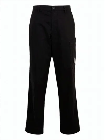 C.p. Company Straight Fit Cargo Pants With Circular Lens Detail In Black
