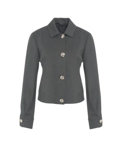 Liu •jo Tailored Lightweight Jacket With Metallic Button Detailing In Gray