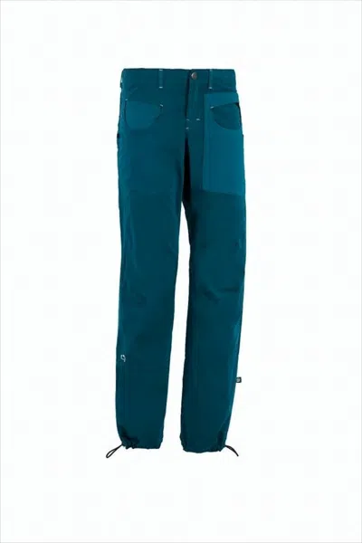 E9 Deep Teal Straight Pants With Adjustable Cuffs In Blue