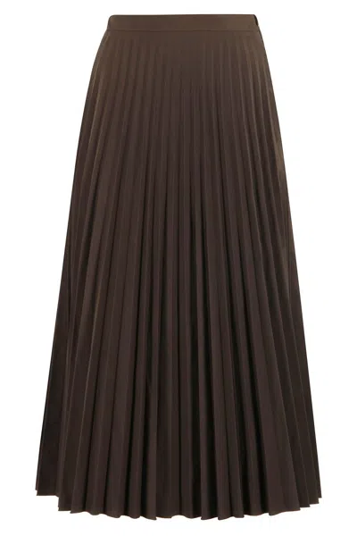 Mm6 Maison Margiela Pleated Longuette Skirt With Side Zipper Closure In Burgundy