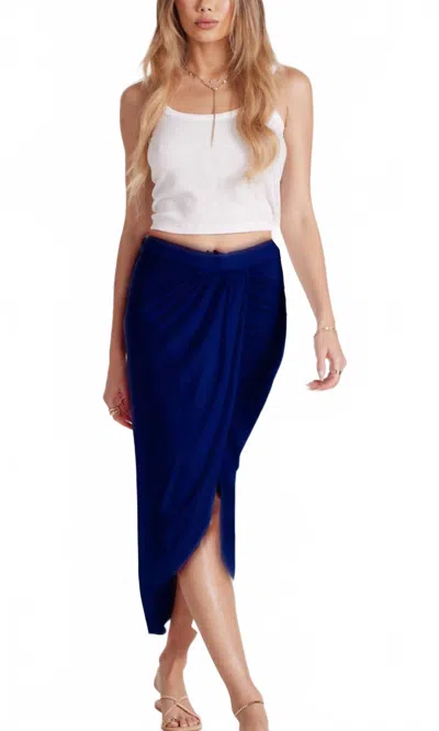 Bobi Women's Draped Midi Skirt In Navy Blue In Blue