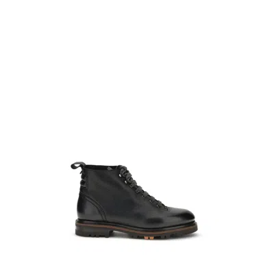 Santoni Leather Ankle Boot In Black
