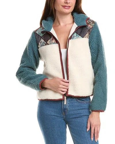 Horizon Mixed Media Sherpa Jacket In Green