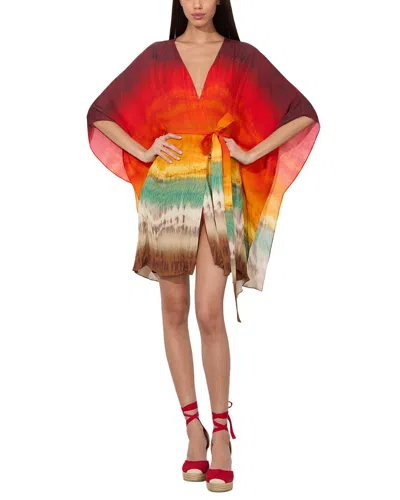 Alice And Olivia Marva Belted Mini Kaftan In Multi