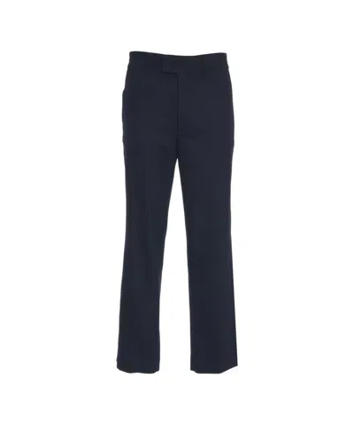 Paolo Pecora Straight Cut Black Chino Pants With Tailored Design And Practical Pockets In Blue