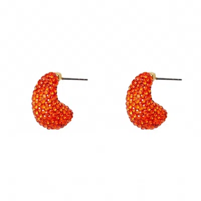 Lele Sadoughi Women's Mini Hoop Earrings In Scarlet Pave Dome In Orange