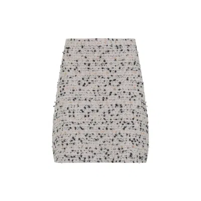 Fabiana Filippi Textured Wool And Alpaca Blend Skirt With Frayed Hem In Gray