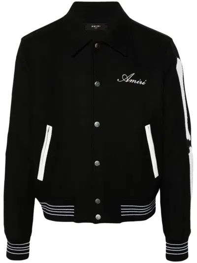 Amiri Tailored Black And White Wool Blend Jacket In Black