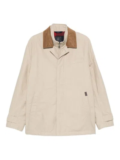 Fay Quilted Beige Jacket With Adjustable Hood In Neutral