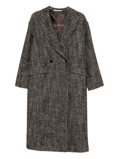 Tagliatore Double-breasted Brown Wool Blend Coat In Gray