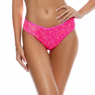 Luli Fama Chasing Stars Sequins Full Ruched Back Bottom In Pink In Red