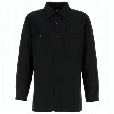 Needles Black Long-sleeve Shirt Jacket With Classic Collar And Tailored Fit In Black