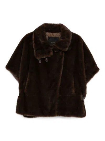 Pinko Plush Short Coat With High Collar In Black