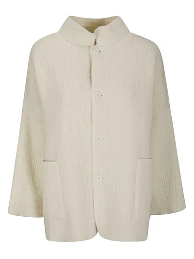 Labo Art Mandarin Collar Blazer With Button Fastening In Neutral