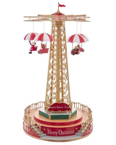 Kurt Adler Led Lighted Musical Santa Balloon Drop Tablepiece In Multi