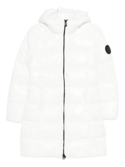 Save The Duck Quilted Mid-length Jacket With Hood In White