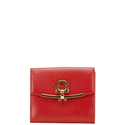 Pre-owned Ferragamo Gancini Leather Wallet (bi-fold) () In Multi