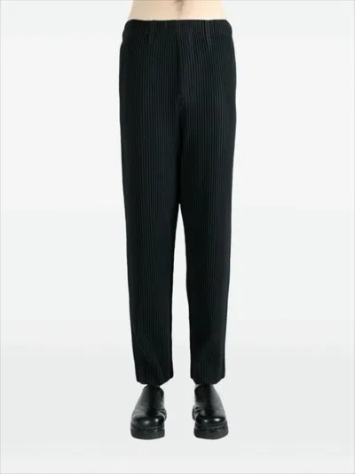 Issey Miyake Pleated Design Pants With Straight Tapered Leg Silhouette In Black