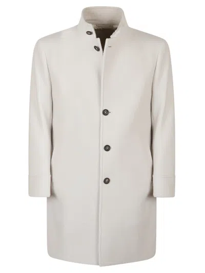 Eleventy Single-breasted Coat With Mandarin Collar And Button Closure In White