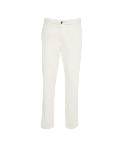 Briglia Classic White Corduroy Trousers With Straight Cut And Minimalistic Design In White