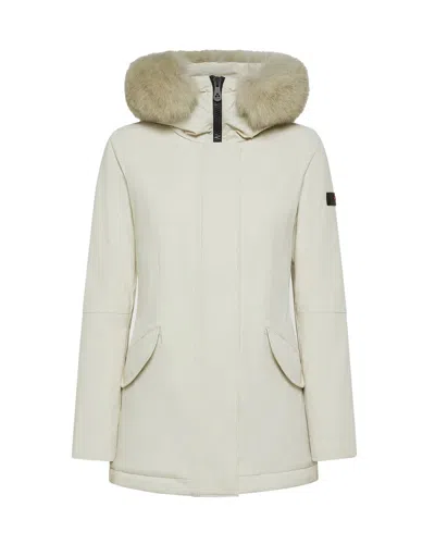 Peuterey Donnet Kl Fur Down Jacket In Dove Grey In Neutral