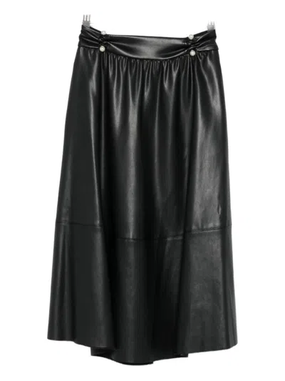 Liu •jo Liu Jo A-line Skirt With Button Detailing And Gathered Waistband In Black