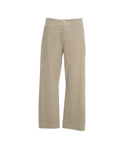 Transit Wide Leg Trousers With Classic Button Closure And Fluid Silhouette In Nude