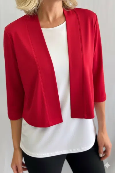 Soft Works Bolero 3/4 Sleeve Jacket In Red In Red