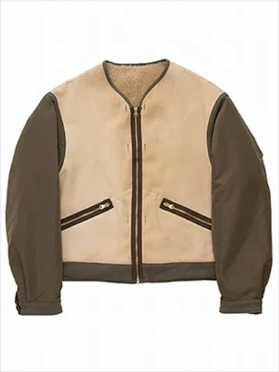 Visvim Reversible Lambskin And Nylon Bomber Jacket In White