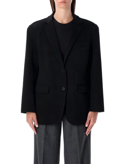 Anine Bing Quinn Oversized Black Wool Cashmere Blazer In Black